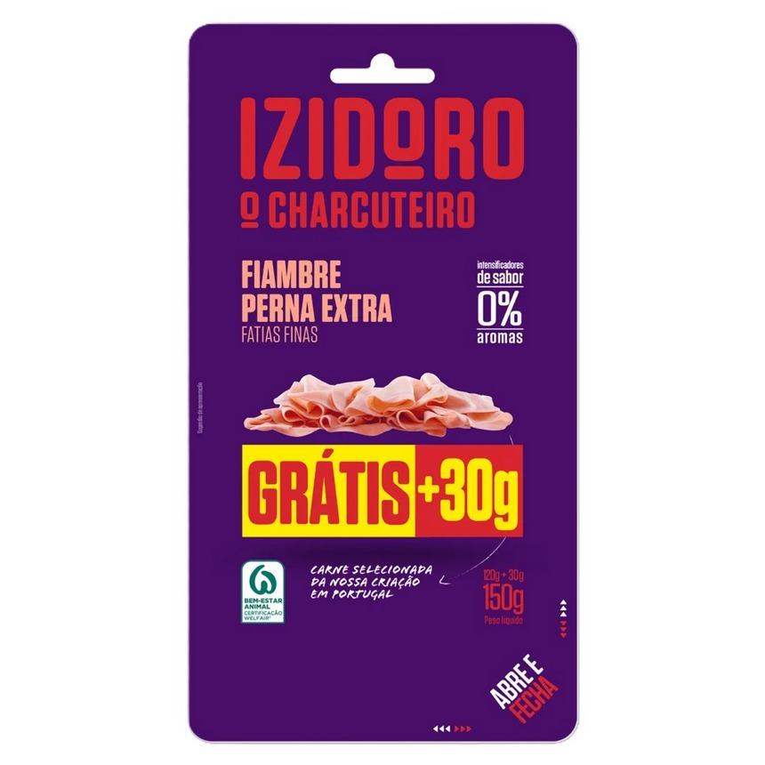 Cooked Leg Ham Extra Thin Slices Izidoro (120g+30g)